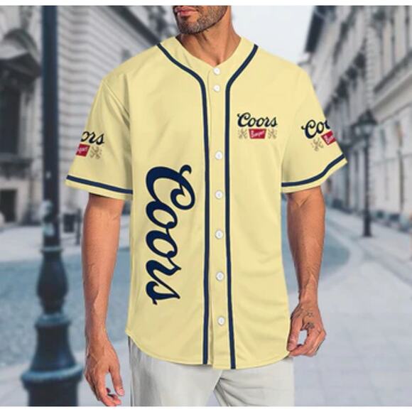 Coors Men's Sz M Yellow Button Up Shirt Coors Banquet - Picture 1 of 10